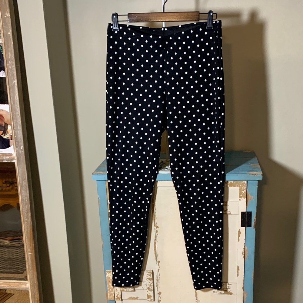 Jules & Leopold Monochrome Polka Dot Pull On Pants. Size Large